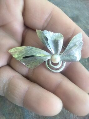 B.S.K  Brooch with Pearl Accent